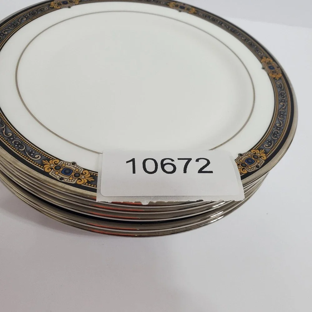 Lenox Vintage Jewel Bread Plate Set 5 White Black Classics Collection